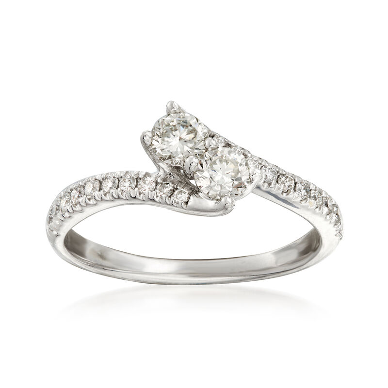 C. 1990 Vintage .90 ct. t.w. Diamond Bypass Ring in 14kt White Gold image number 0
