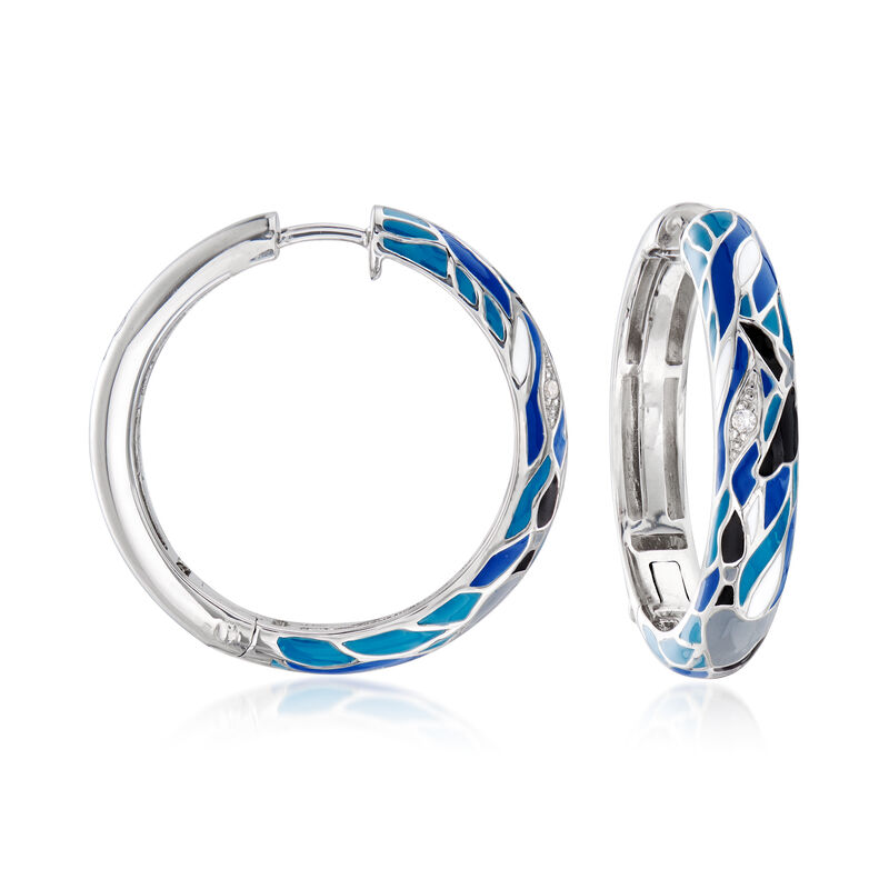 Belle Etoile Migration Enamel Hoop Earrings Sterling Silver. 1&quot; image number 0