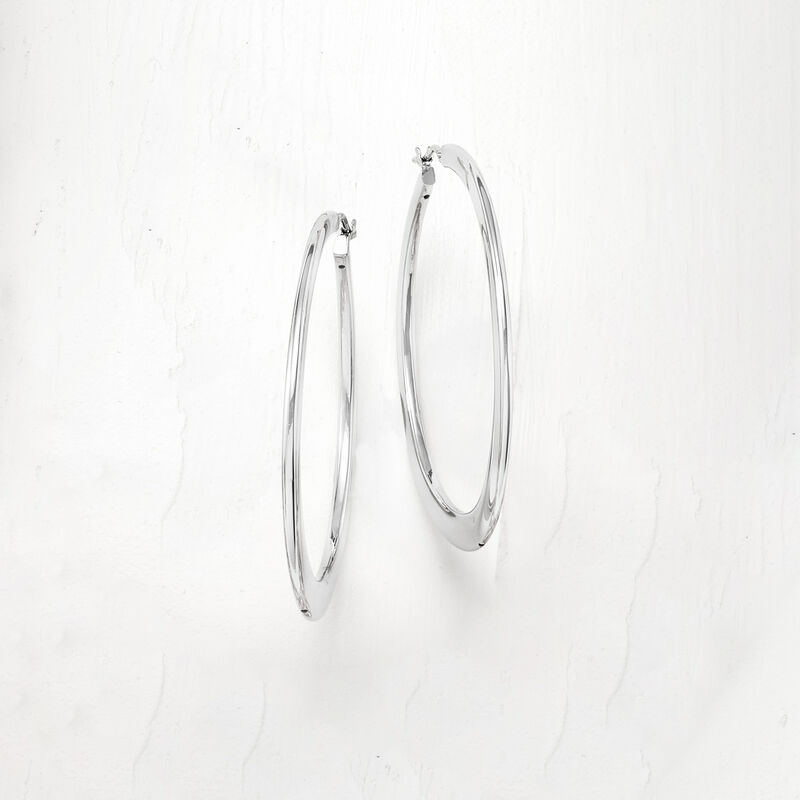 Italian Sterling Silver Hoop Earrings. 2&quot; image number 2