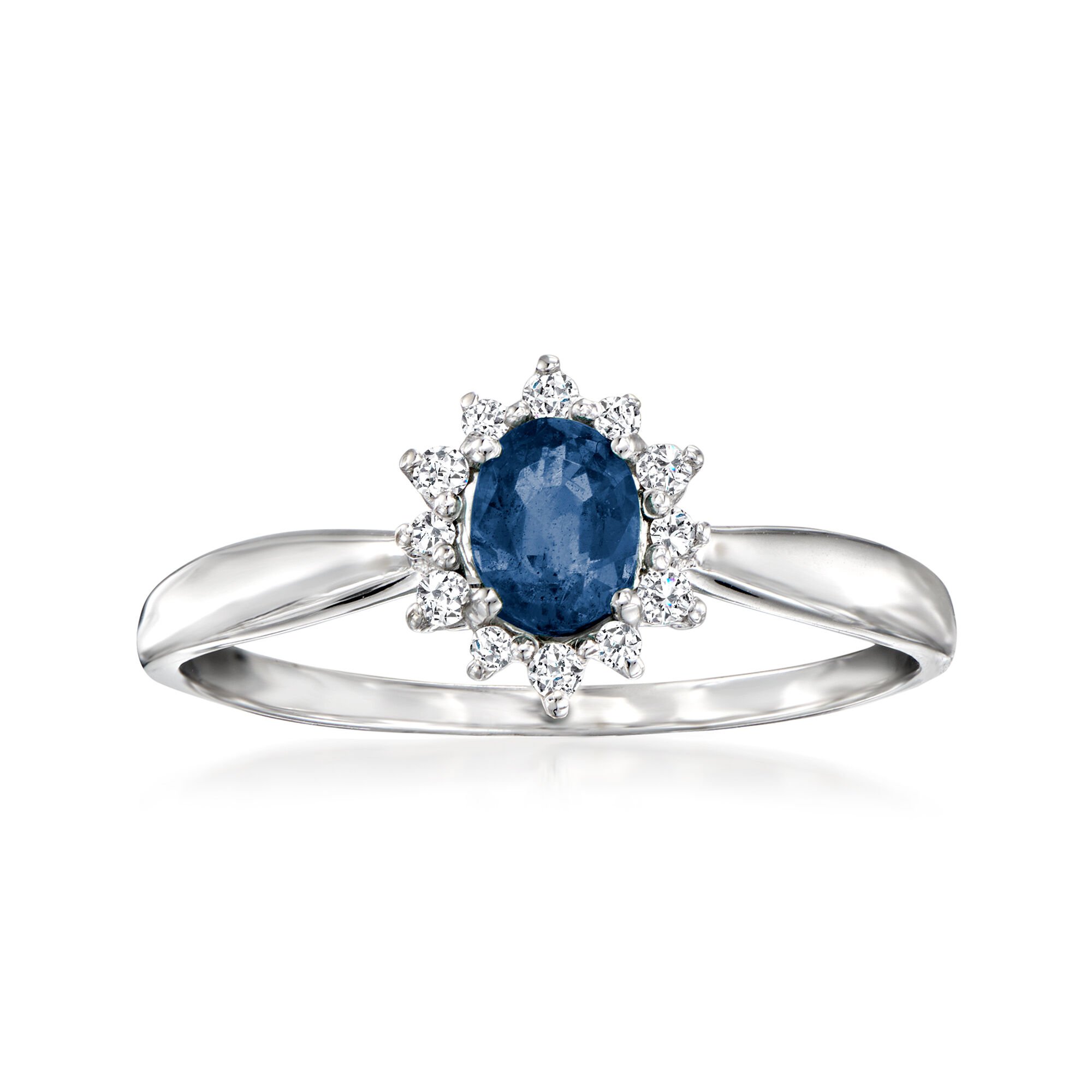30 Carat Sapphire Ring with Diamonds in 14kt White Gold