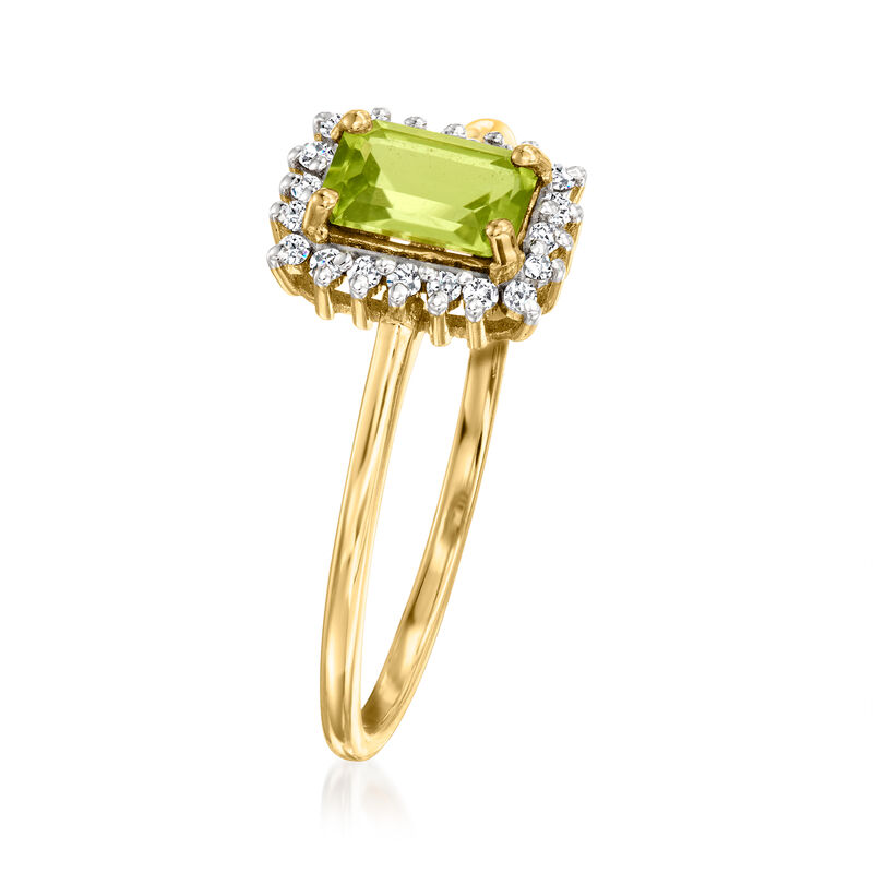.50 Carat Peridot Ring with .10 ct. t.w. Diamonds in 14kt Yellow Gold image number 2