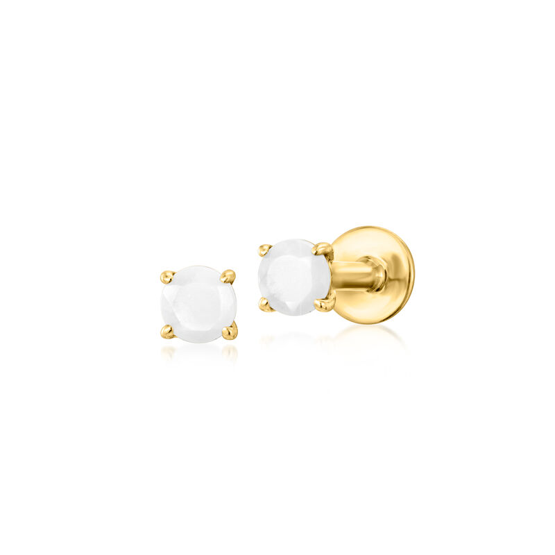 Moonstone Flat-Back Earrings in 14kt Yellow Gold image number 2
