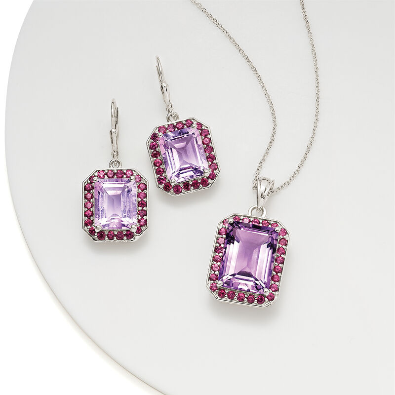 10.00 Carat Amethyst and 1.20 ct. t.w. Rhodolite Garnet Pendant Necklace in Sterling Silver image number 2