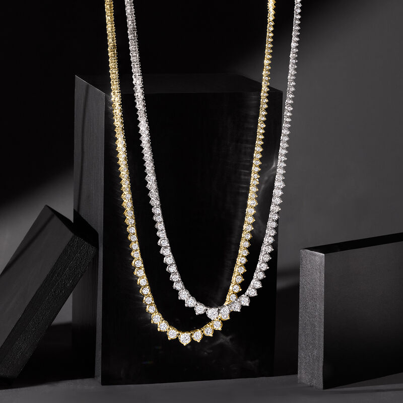 5.00 ct. t.w. Diamond Graduated Tennis Necklace in 18kt Gold Over Sterling