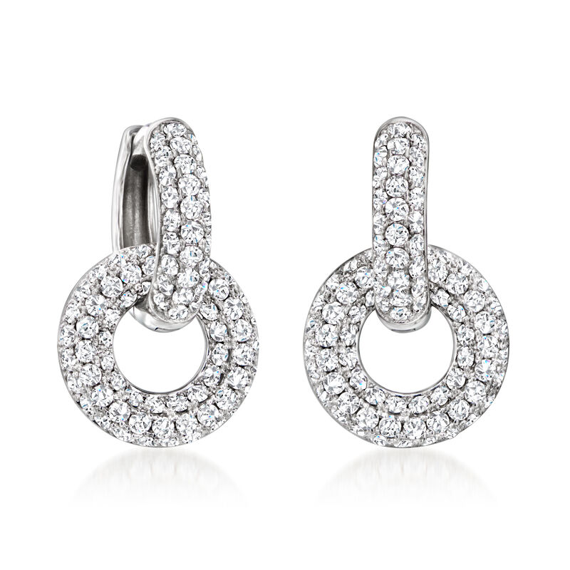 1.50 ct. t.w. CZ Huggie Hoop Earrings with Removable Drops in Sterling Silver  image number 0