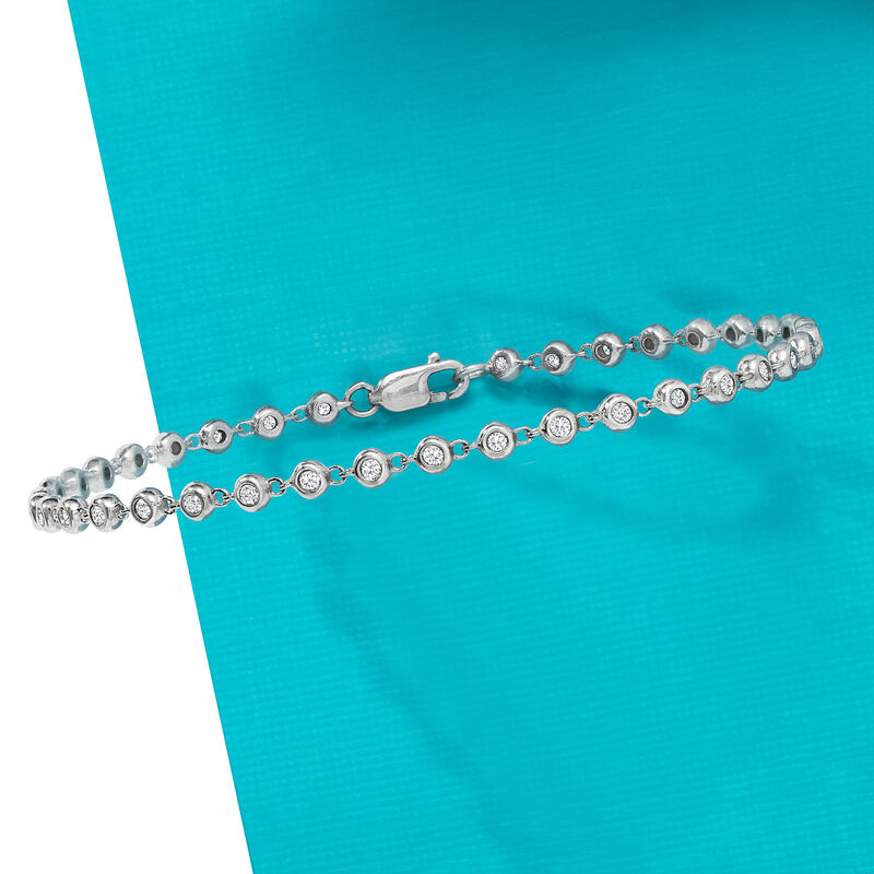.50 ct. t.w. Bezel-Set Diamond Tennis Bracelet in Sterling Silver image number 3