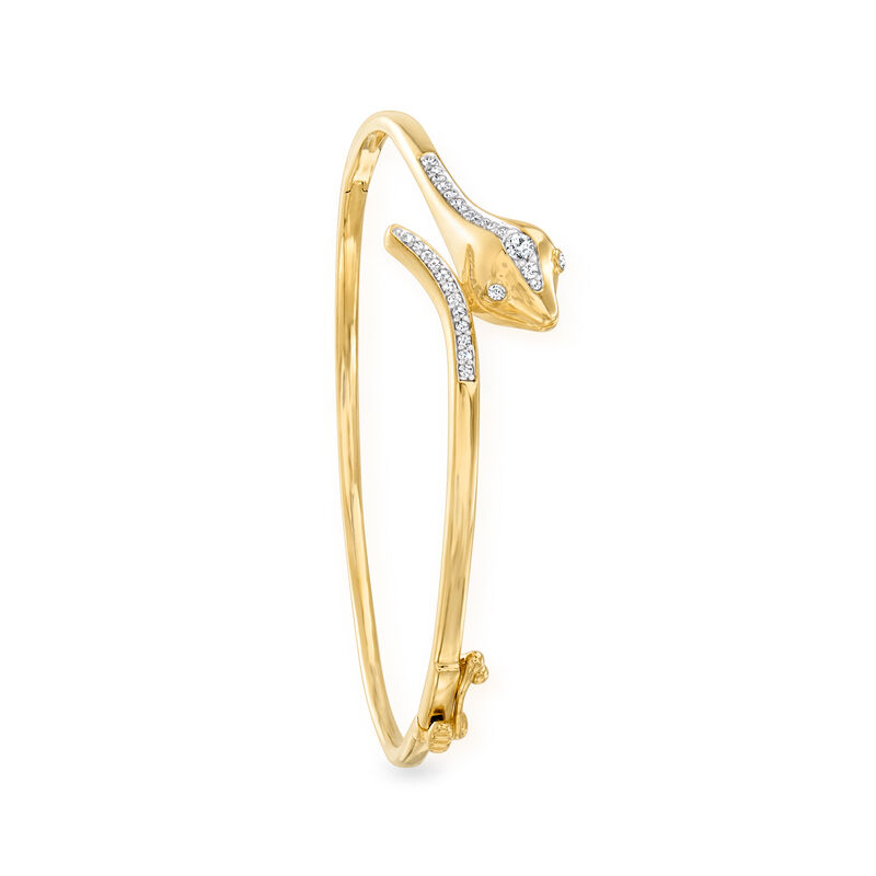 .25 ct. t.w. Diamond Snake Bypass Bangle Bracelet in 18kt Gold Over Sterling image number 2