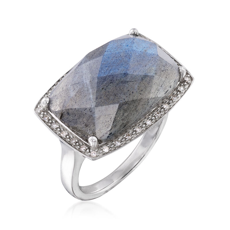 Labradorite and .10 ct. t.w. Diamond Ring in Sterling Silver image number 2