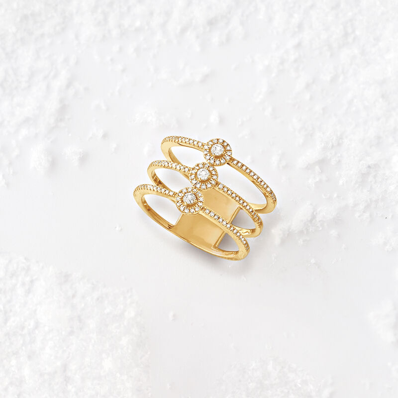 .25 ct. t.w. Diamond Three-Row Ring in 14kt Yellow Gold image number 3