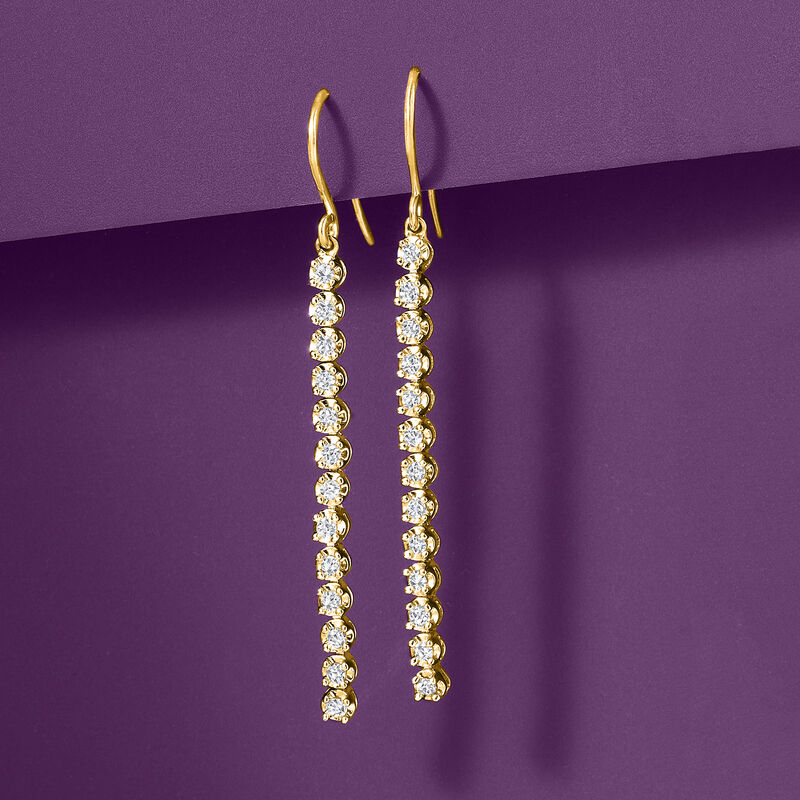.50 ct. t.w. Diamond Linear Drop Earrings in 14kt Yellow Gold image number 3