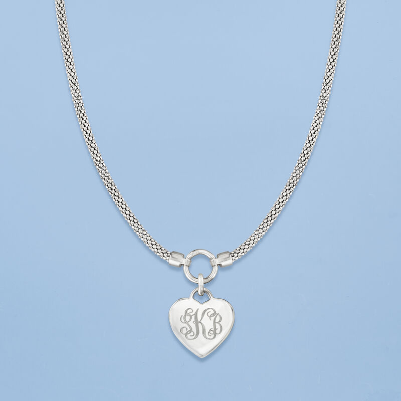 Sterling Silver Personalized Heart Necklace image number 3
