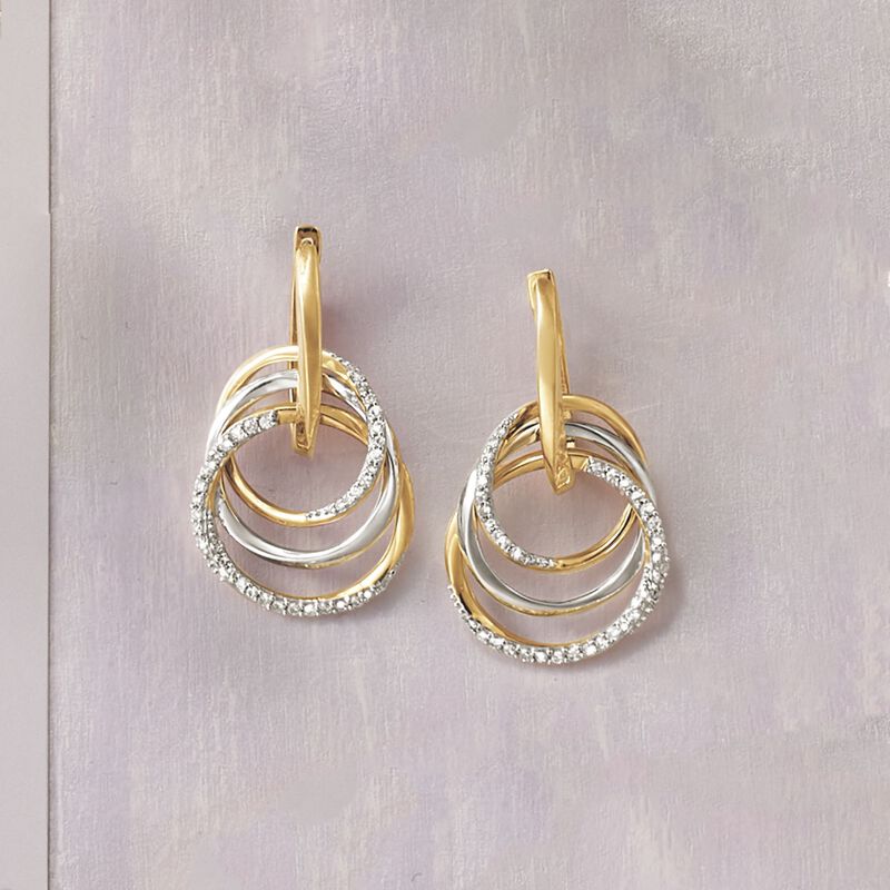 .31 ct. t.w. Diamond Triple-Circle Earrings in 14kt Two-Tone Gold image number 3