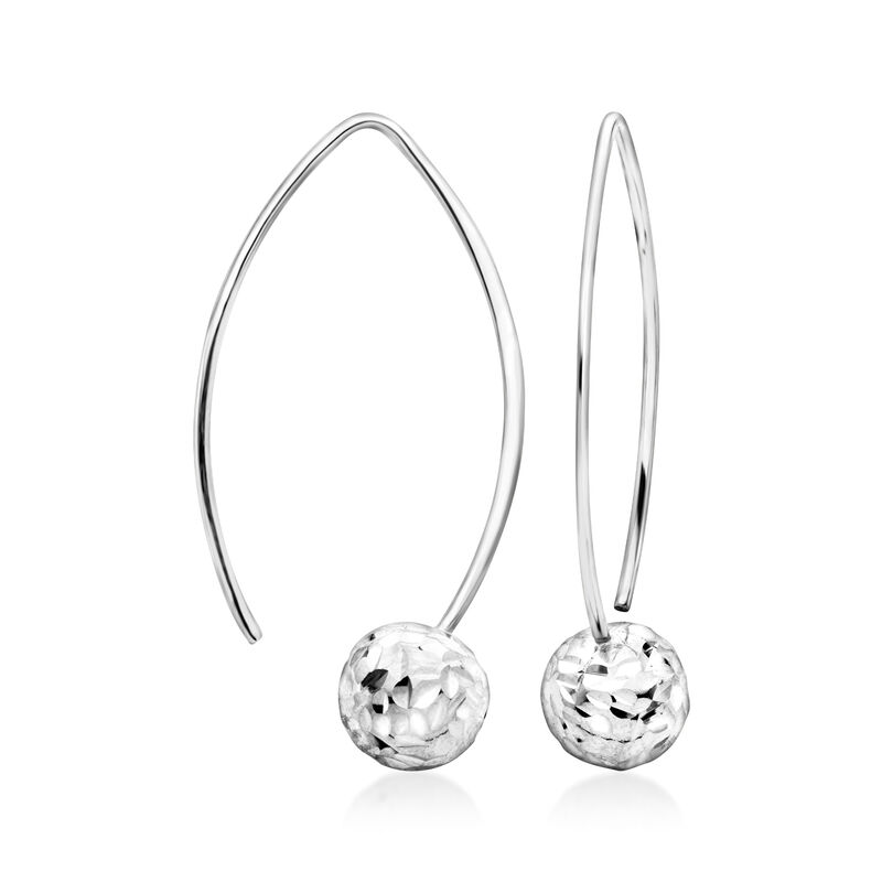 Italian Sterling Silver Diamond-Cut Ball Drop Earrings  image number 2