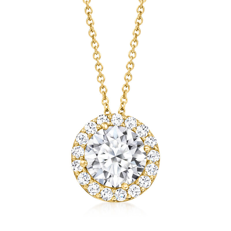 2.00 ct. t.w. Lab-Grown Diamond Halo Pendant Necklace in 14kt Yellow Gold image number 0