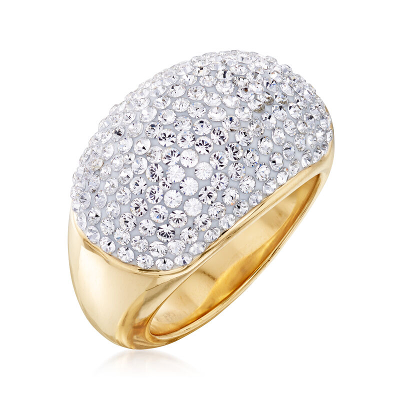 Andiamo Rhinestone Dome Ring in 14kt Yellow Gold Over Resin image number 2