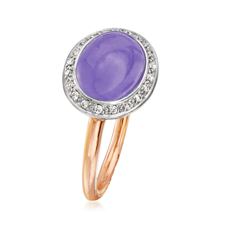 C. 1990 Vintage Mimi Milano Lavender Jade and .15 ct. t.w. Diamond Ring in 18kt Two-Tone Gold image number 2