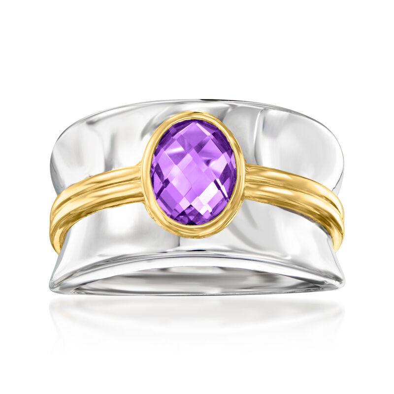 .90 Carat Amethyst Ring in Sterling Silver and 18kt Gold Over Sterling image number 0