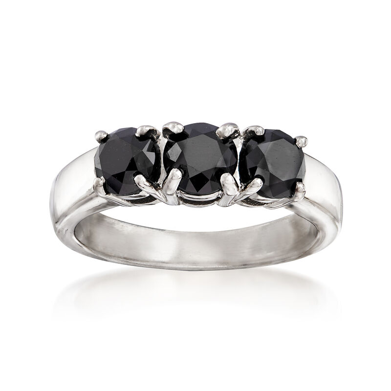 2.00 ct. t.w. Black Diamond Three-Stone Ring in Sterling Silver image number 0