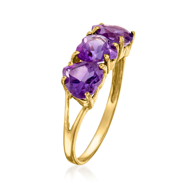 C. 1990 Vintage 1.95 ct. t.w. Amethyst Heart Ring in 10kt Yellow Gold. Size 6 image number 2