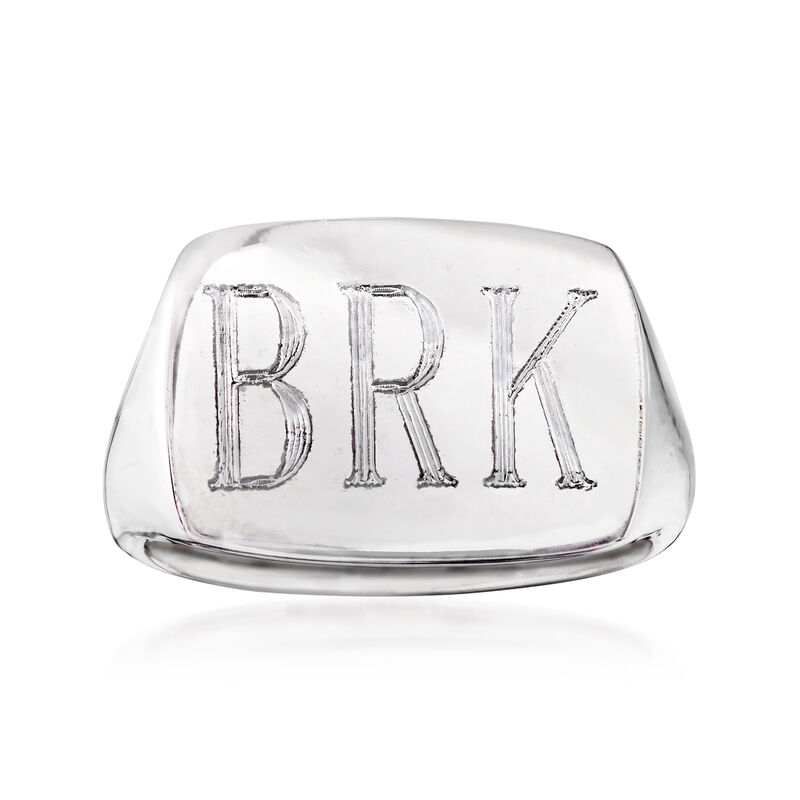Italian Sterling Silver Personalized Rectangular Top Ring image number 0