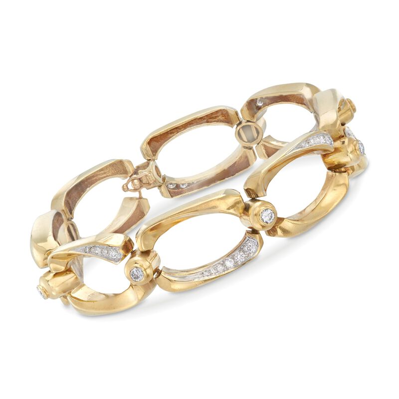 C. 1980 Vintage 1.20 ct. t.w. Diamond Open-Link Bracelet in 14kt Yellow Gold. 7.25&quot; image number 0