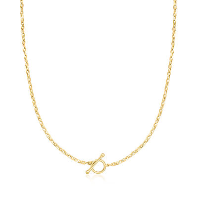 2.7mm 18kt Gold Over Sterling Cable-Chain Toggle Necklace