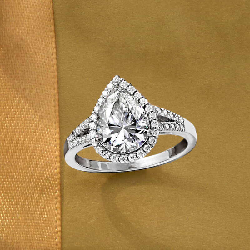 2.80 ct. t.w. Moissanite Teardrop Ring in Sterling Silver image number 3