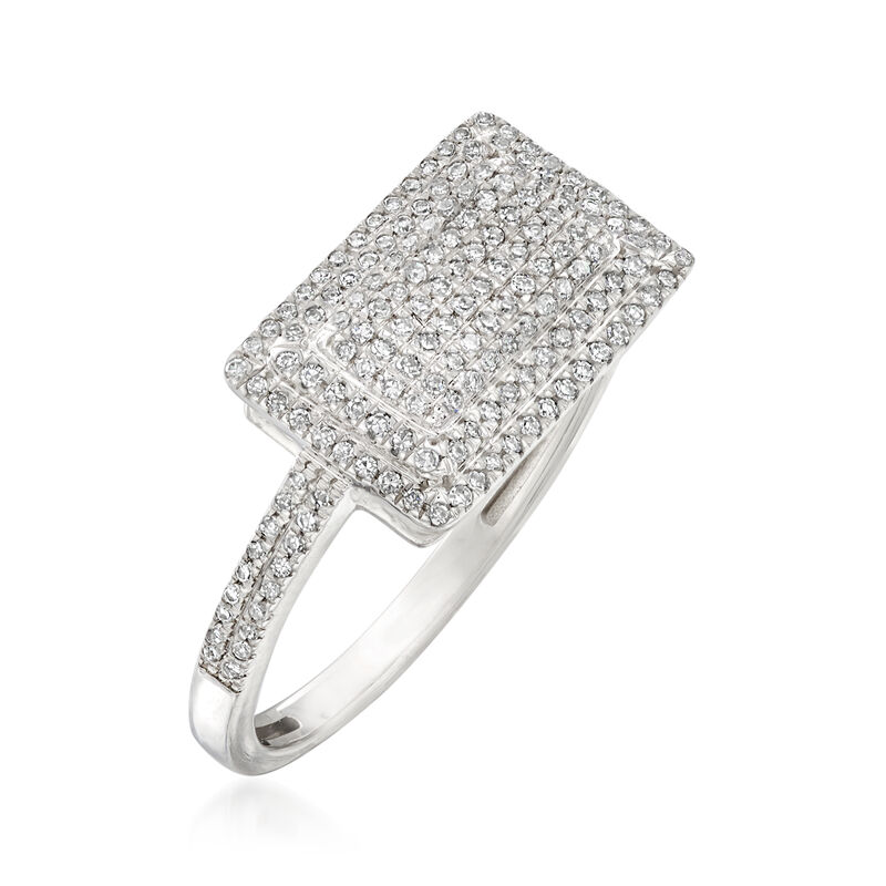.25 ct. t.w. Pave Diamond Rectangle Ring in 14kt White Gold image number 2