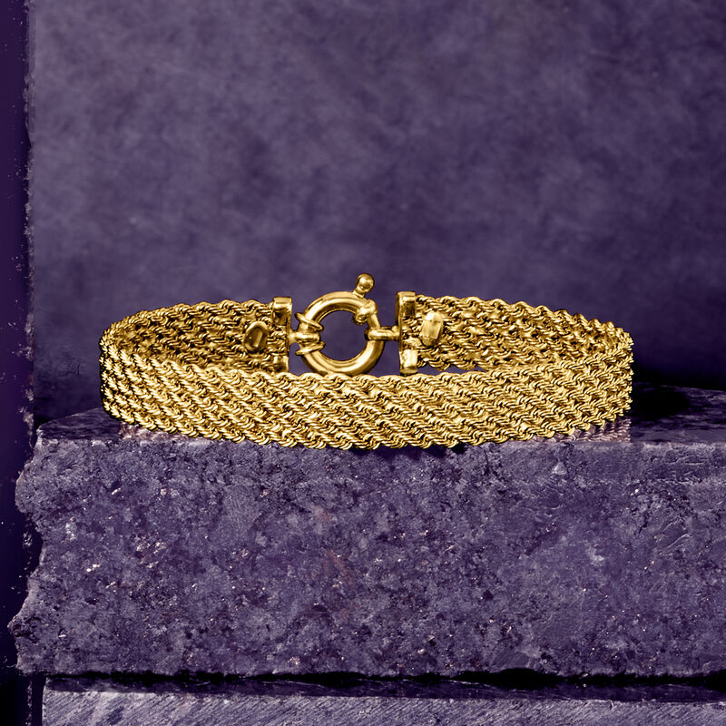 Italian 14kt Yellow Gold Multi-Row Rope-Chain Bracelet image number 3