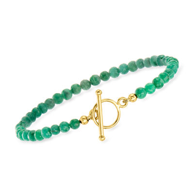 9.50 ct. t.w. Emerald Bead Charm-Compatible Toggle Bracelet in 18kt Gold Over Sterling