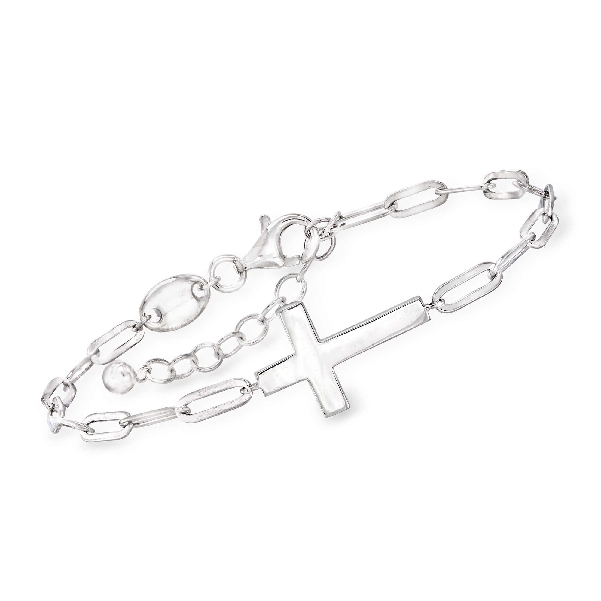 アクセサリー Vintage 50s Silver Chain Cross Bracelet Amazon.com: Cable Chain Link Stainless Steel Cross Pendant