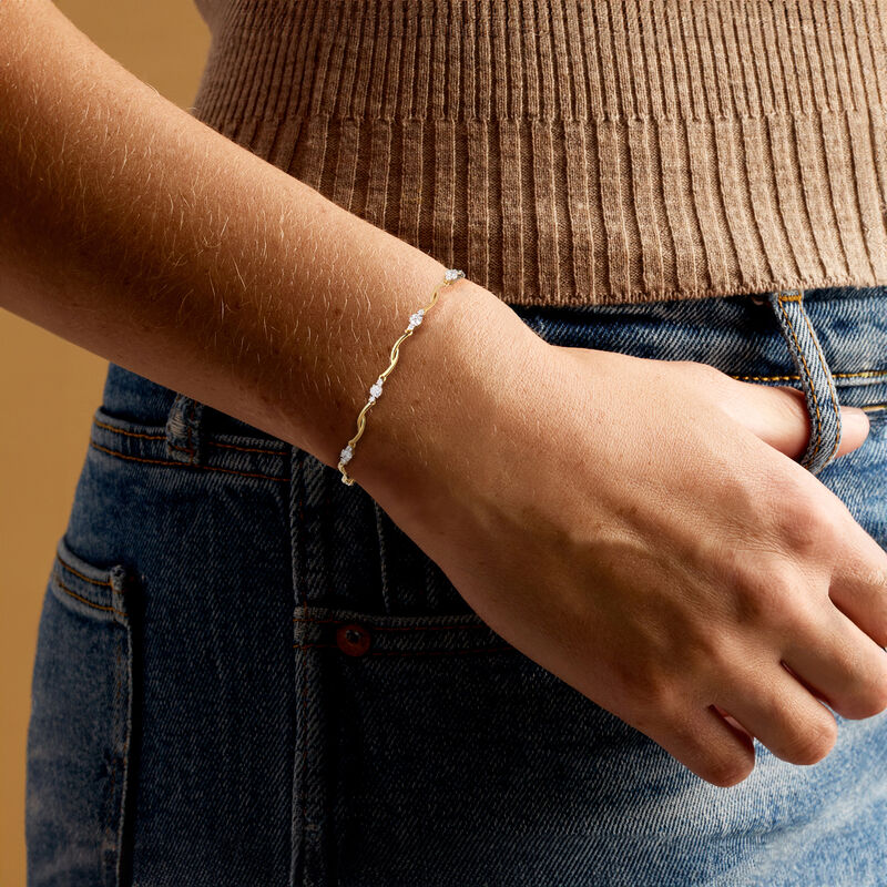 1.00 ct. t.w. Lab-Grown Diamond Twisted-Link Bracelet in 18kt Gold Over Sterling image number 1