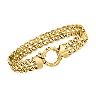 18kt Gold Over Sterling Two-Row Link Bracelet