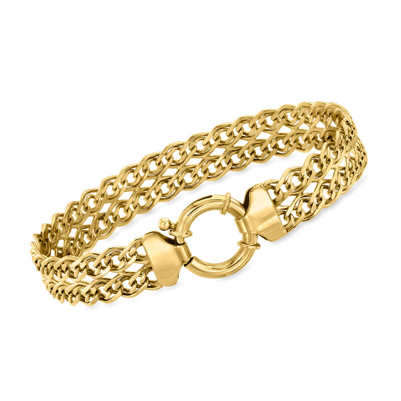 18kt Gold Over Sterling Two-Row Link Bracelet image number 0