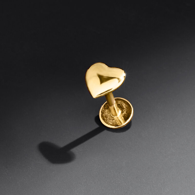 14kt Yellow Gold Heart Single Flat-Back Stud Earring  image number 4