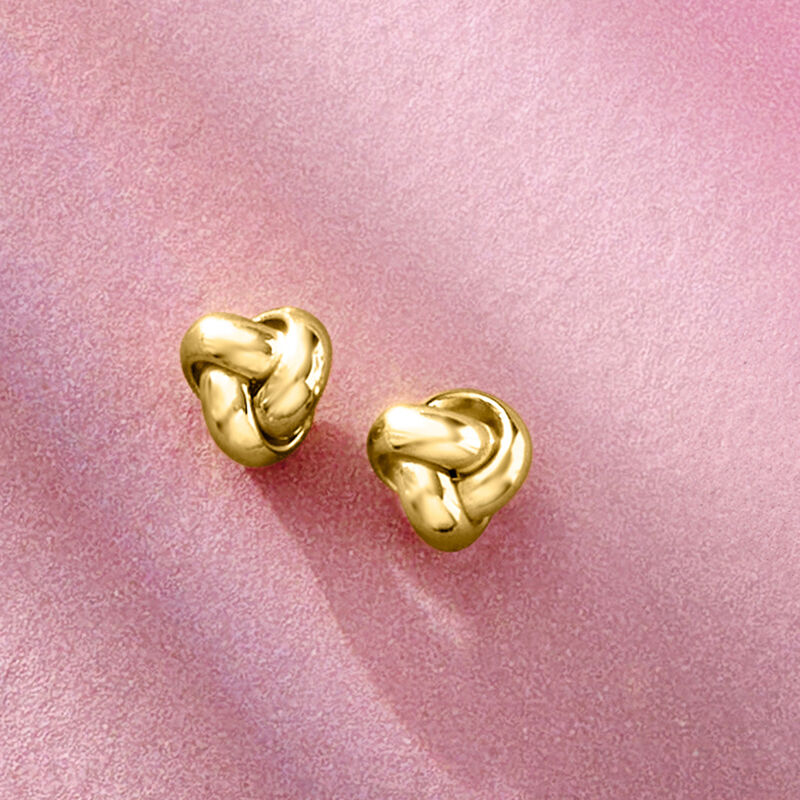 14kt Yellow Gold Love Knot Stud Earrings image number 2