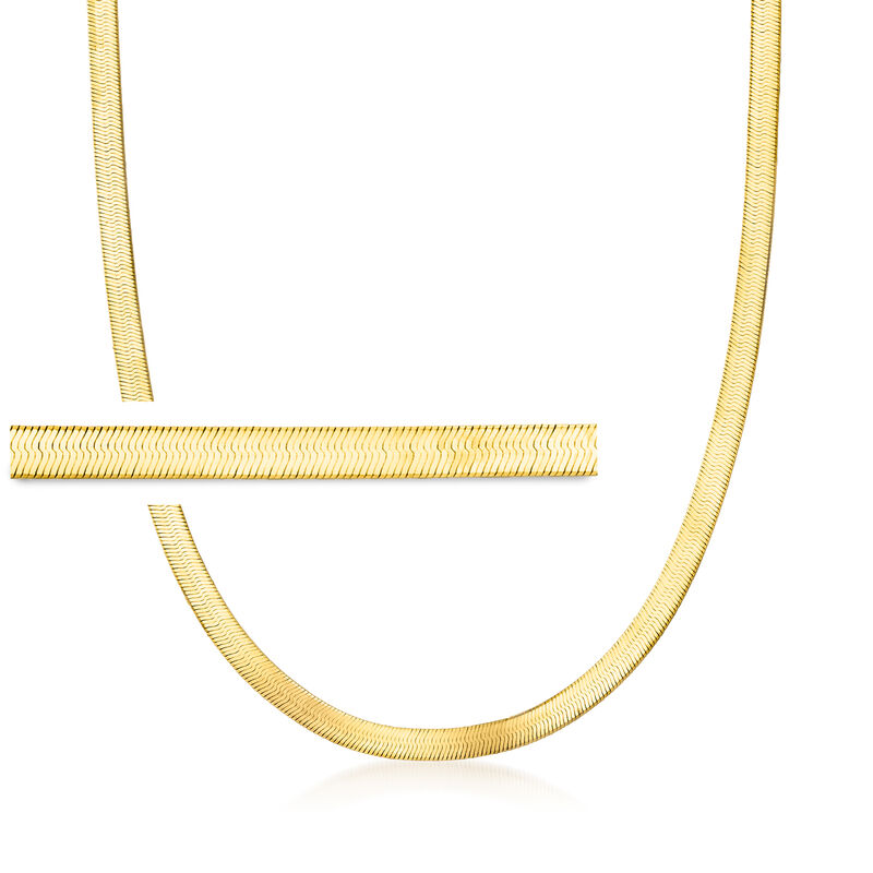 5mm 14kt Yellow Gold Herringbone Necklace image number 0