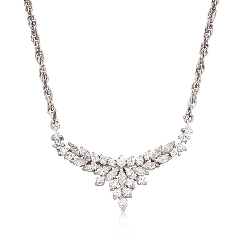 C. 1980 Vintage 1.10 ct. t.w. Diamond Necklace in Platinum. 16" image number 0