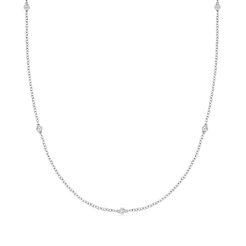 .10 ct. t.w. Bezel-Set Diamond Station Necklace in Sterling Silver image number 0