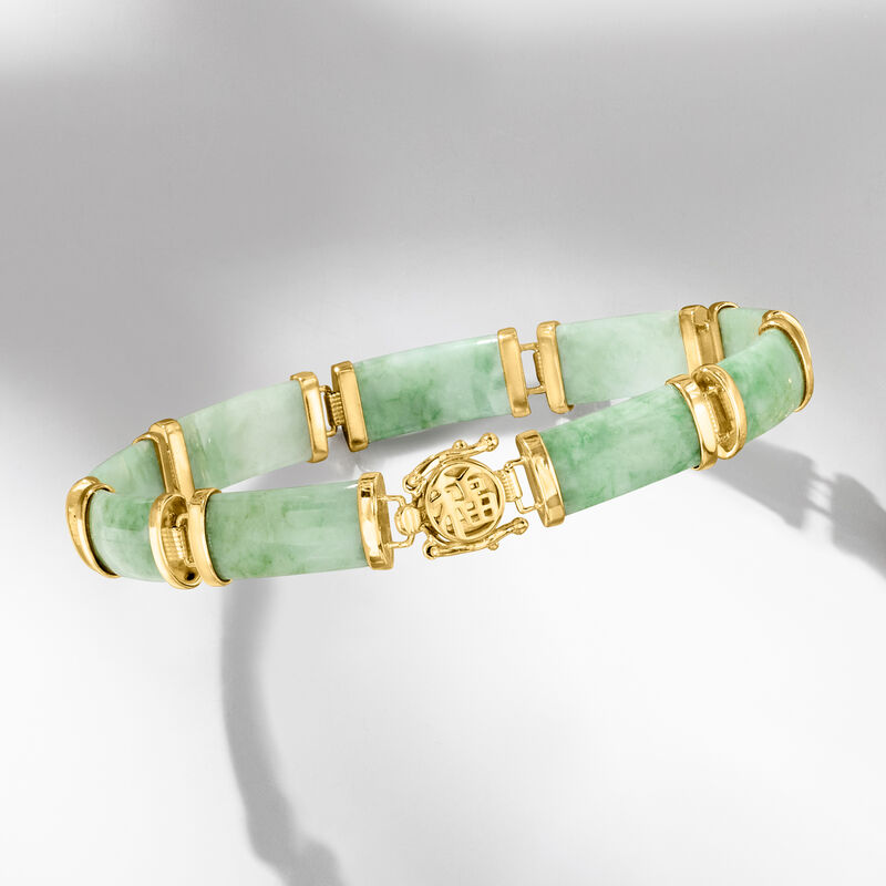 Jade &quot;Good Fortune&quot; Bracelet in 18kt Gold Over Sterling image number 4