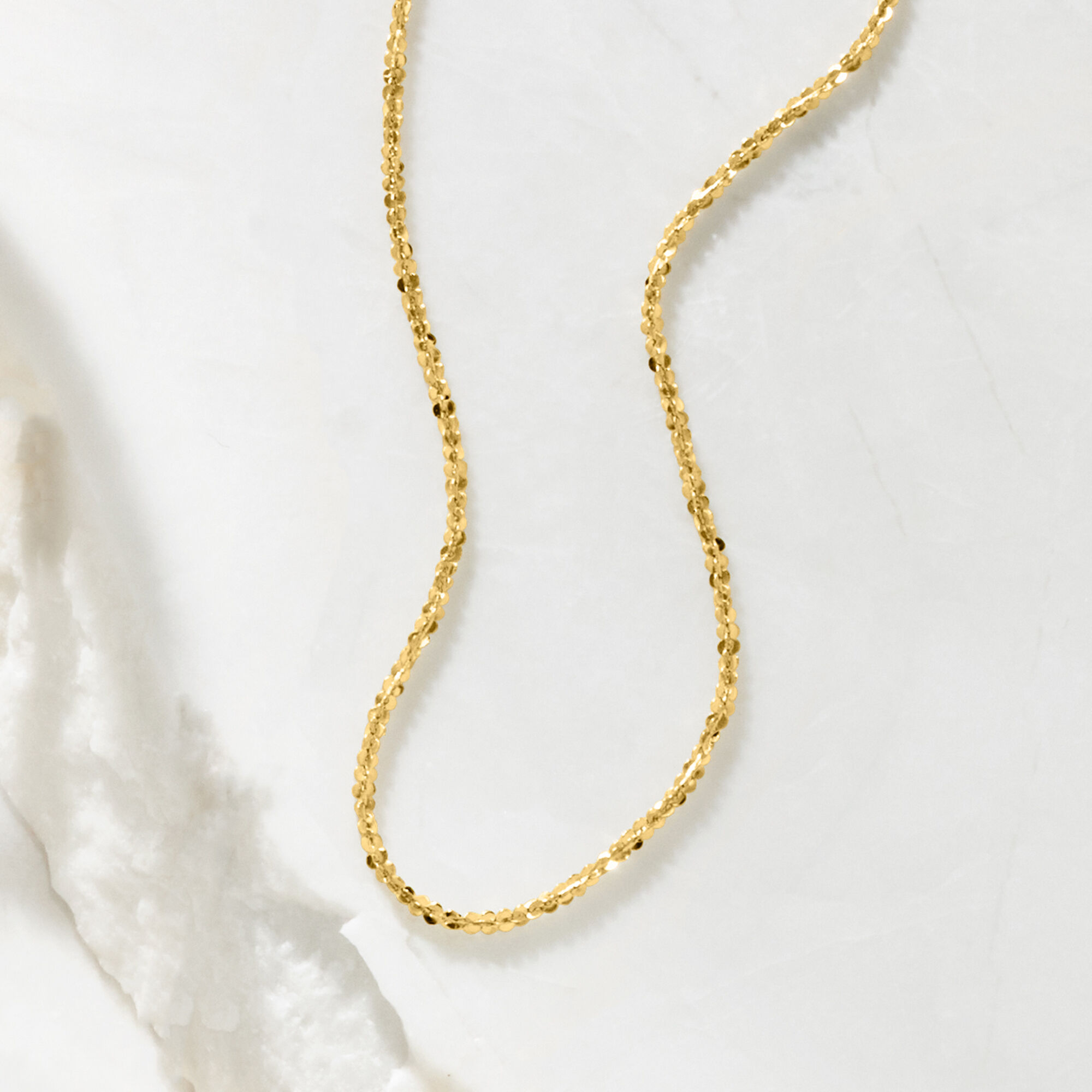 Italian 1mm 14kt Yellow Gold Twisted Sparkle-Chain Necklace | Ross