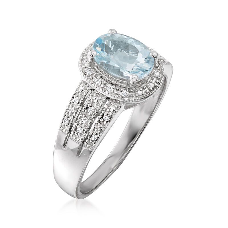 1.50 Carat Aquamarine Ring with Diamonds in Sterling Silver image number 2