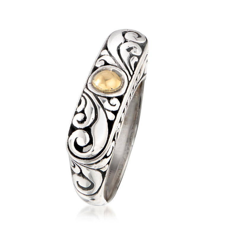 Sterling Silver Bali-Style Ring with 14kt Yellow Gold image number 2