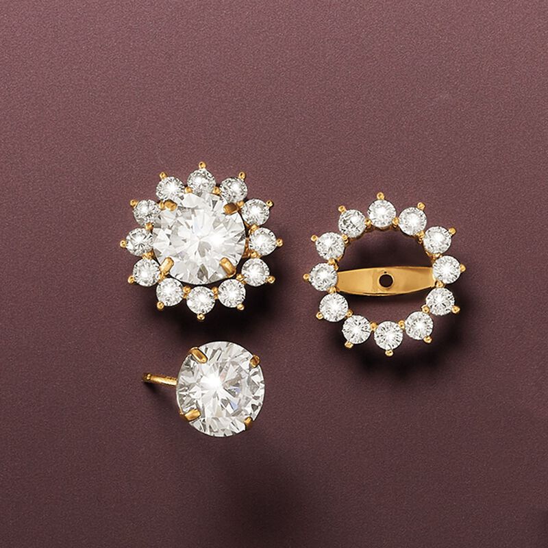 1.00 ct. t.w. CZ Earring Jackets in 14kt Yellow Gold image number 4