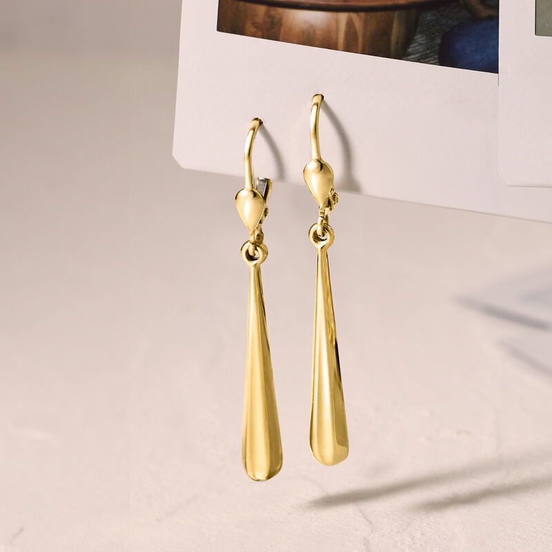 10kt Yellow Gold Elongated Teardrop Earrings   image number 4