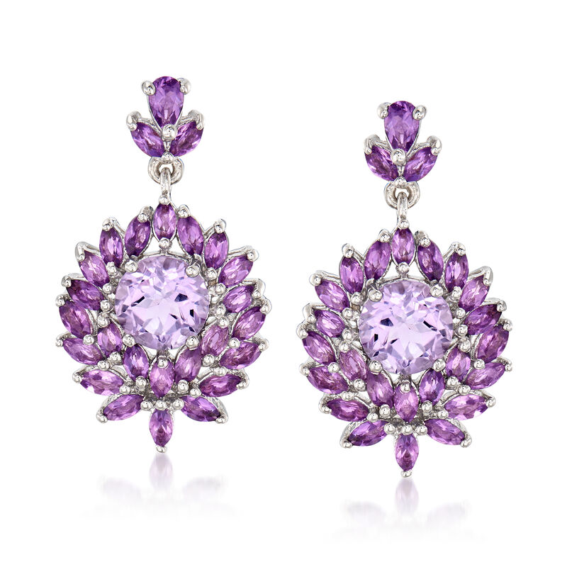 7.40 ct. t.w. Amethyst Drop Earrings in Sterling Silver image number 0