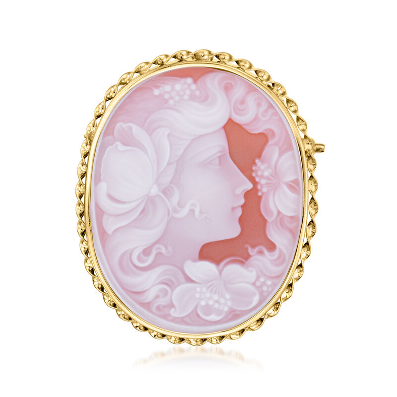 C. 1980 Vintage Red Agate Cameo Pin/Pendant in 18kt Yellow Gold  image number 3