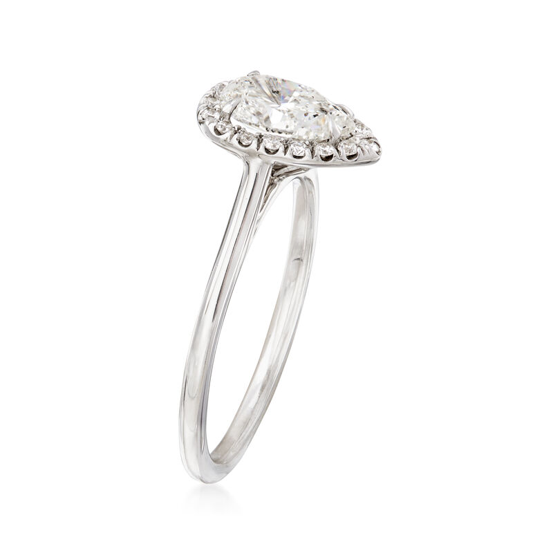 1.01 Carat Pear Diamond and .13 ct. t.w. Diamond Halo Ring in 18kt White Gold image number 2