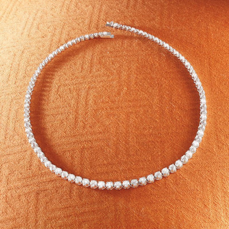 15.00 ct. t.w. Graduated CZ Tennis Necklace in Sterling Silver image number 6