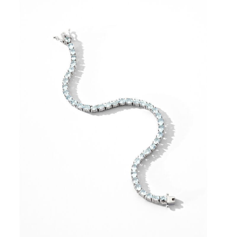 7.00 ct. t.w. Aquamarine Tennis Bracelet in Sterling Silver image number 3